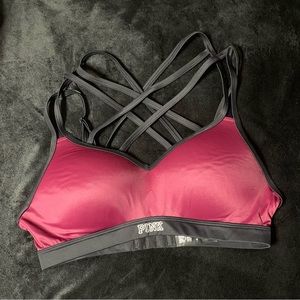 Victoria’s Secret pink ultimate strappy push-up sports bra
